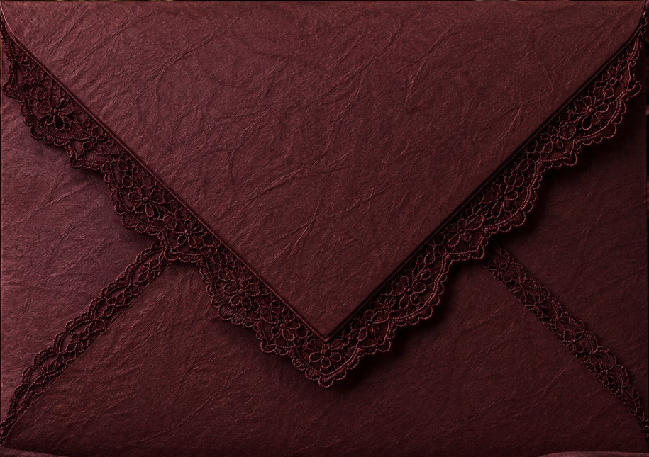 Burgundy lace wedding envelope